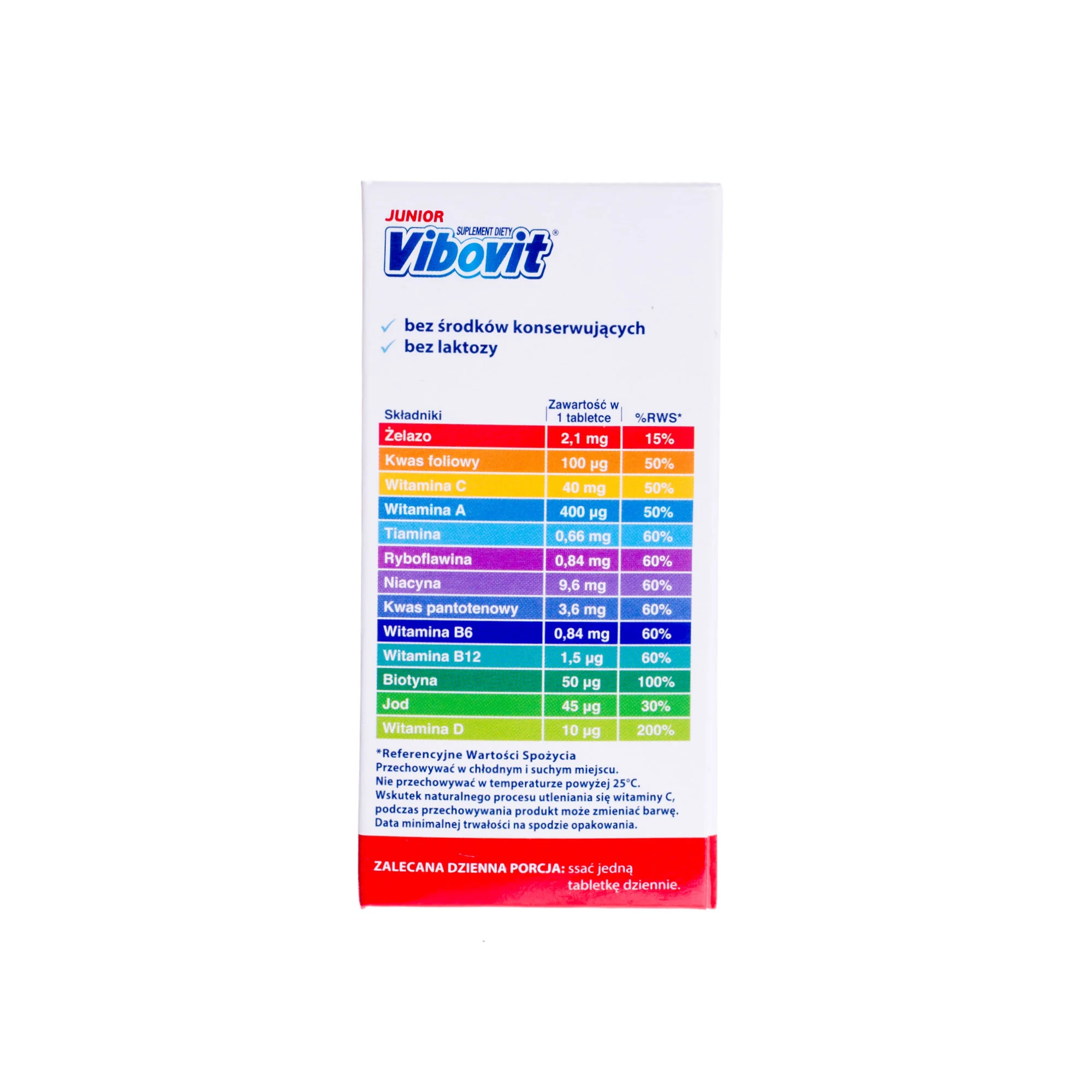 Vibovit Junior Witaminy + żelazo 30 tabletek do ssania dla dzieci, smak owoców leśnych