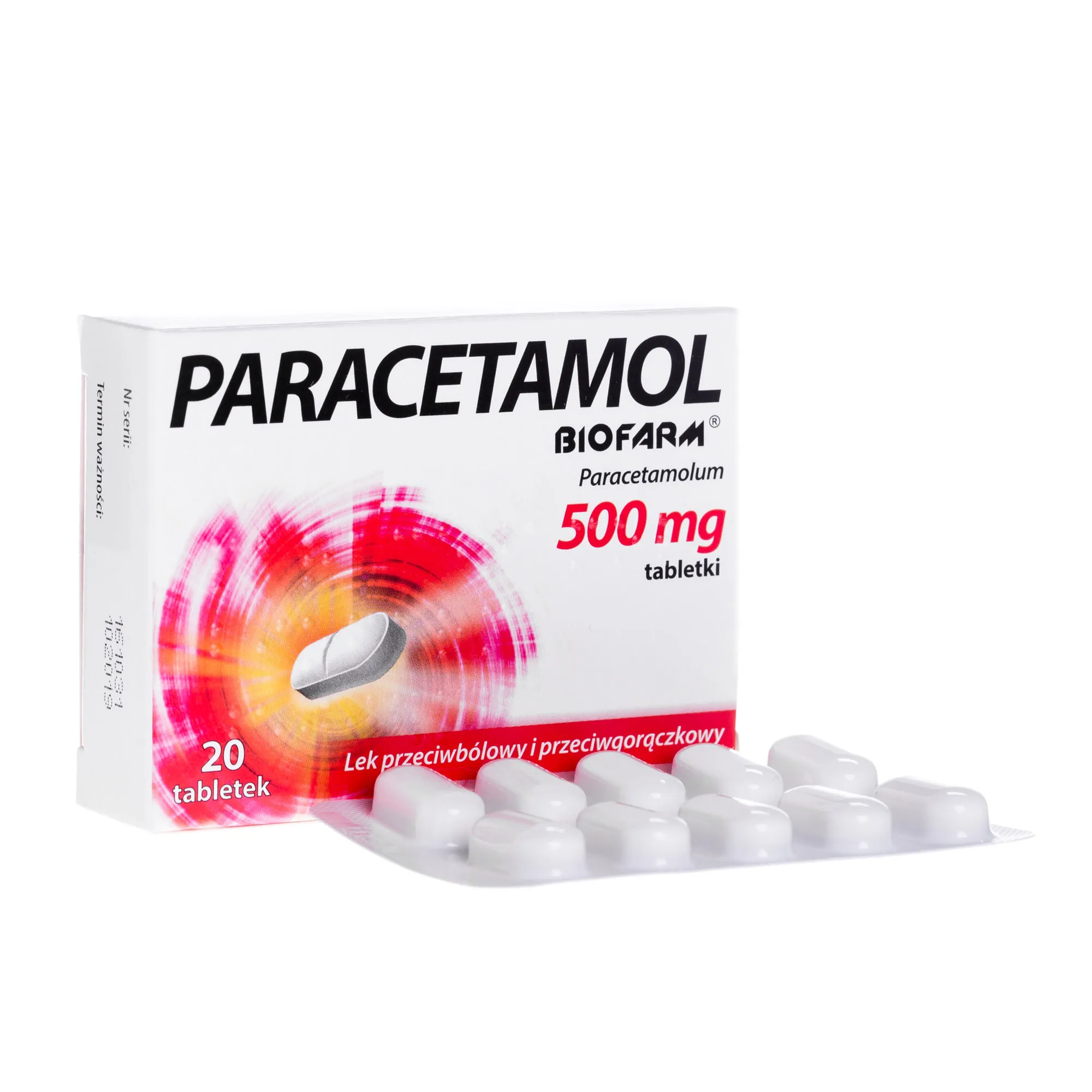 Paracetamol Biofarm, 500 mg, 20 tabletek 