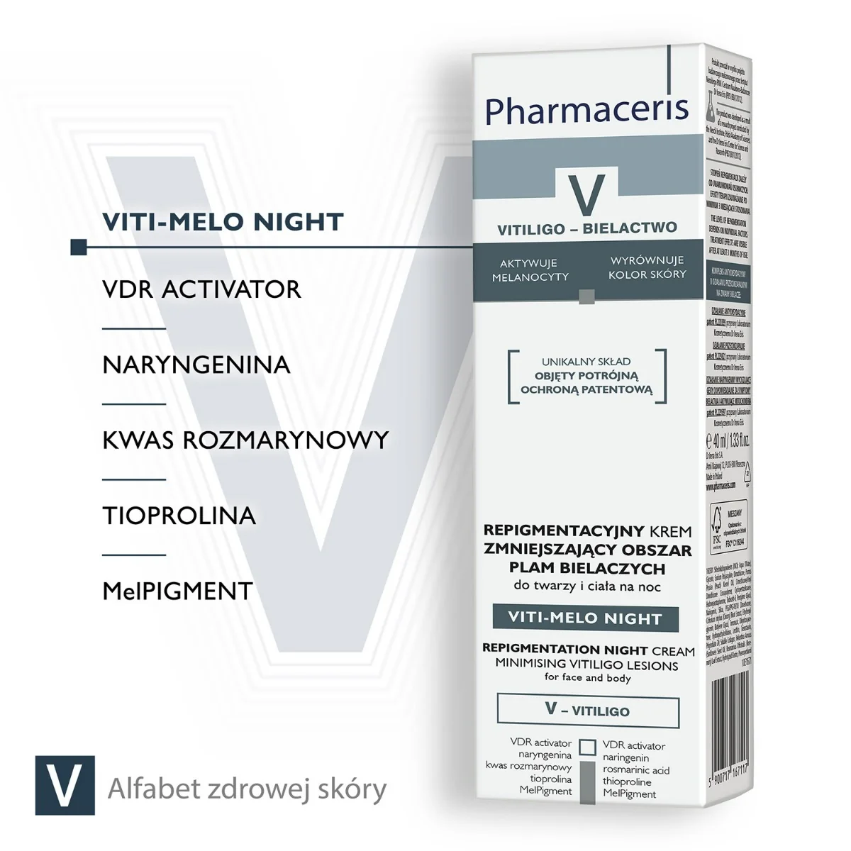 Pharmaceris V Viti-Melo Night krem repigmentacyjny na noc, 40 ml