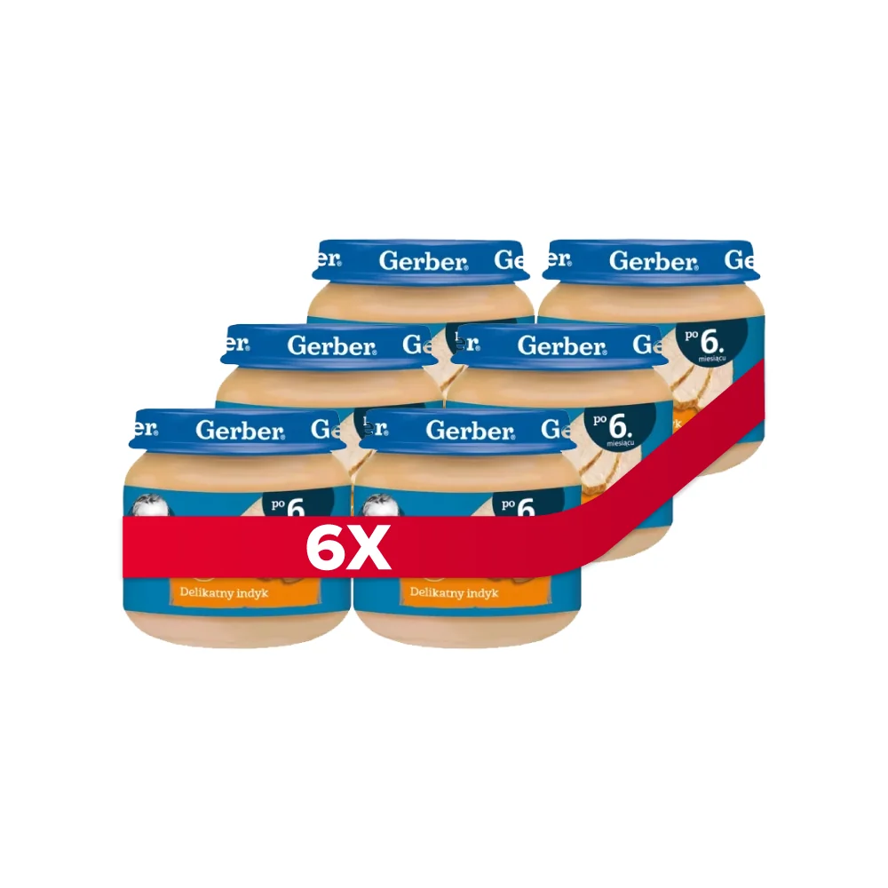 Gerber delikatny indyk dla niemowląt po 6 miesiącu, 6 x 80 g