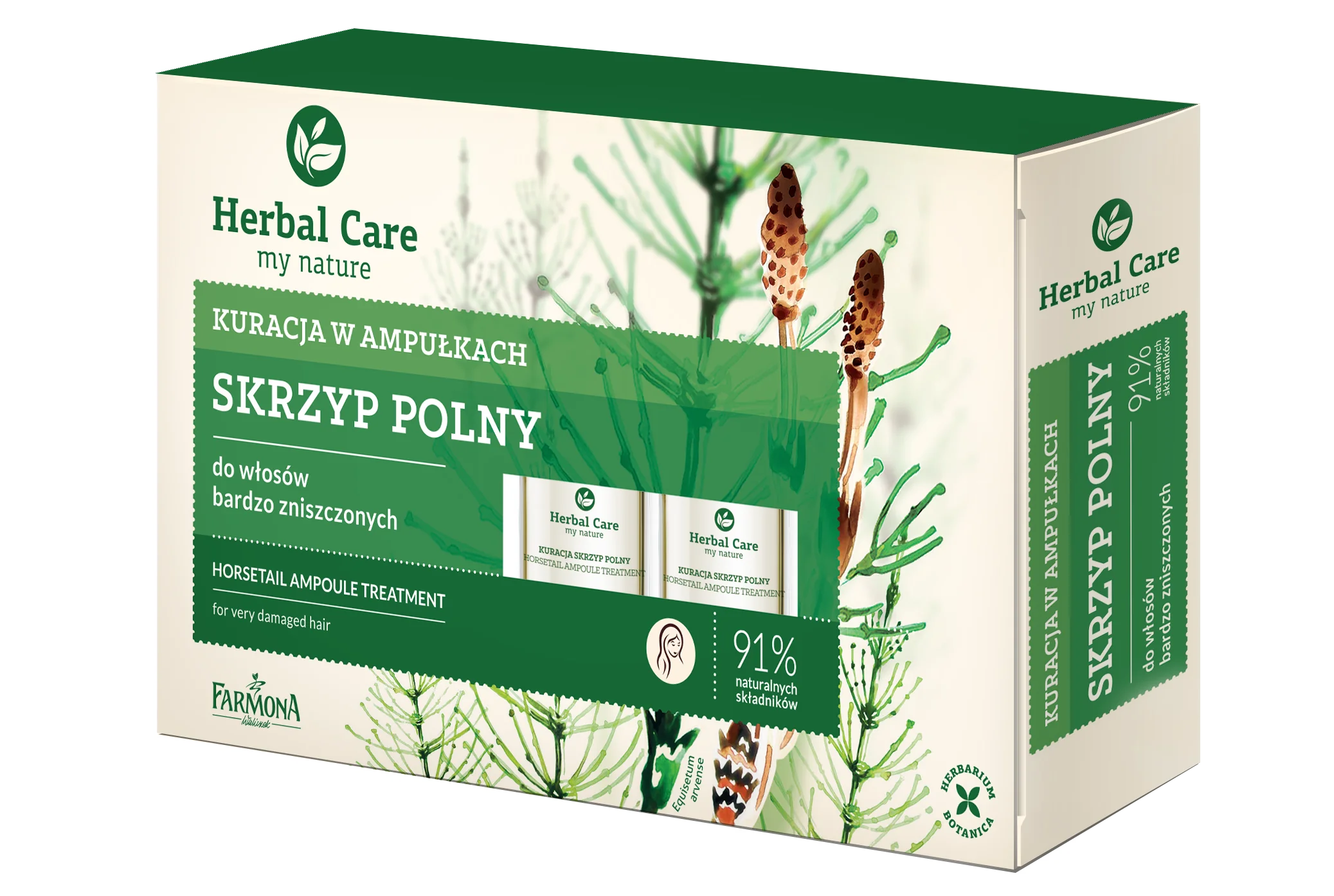 Herbal Care kuracja w ampułkach do włosów bardzo zniszczonych Skrzyp polny, 5x5 ml