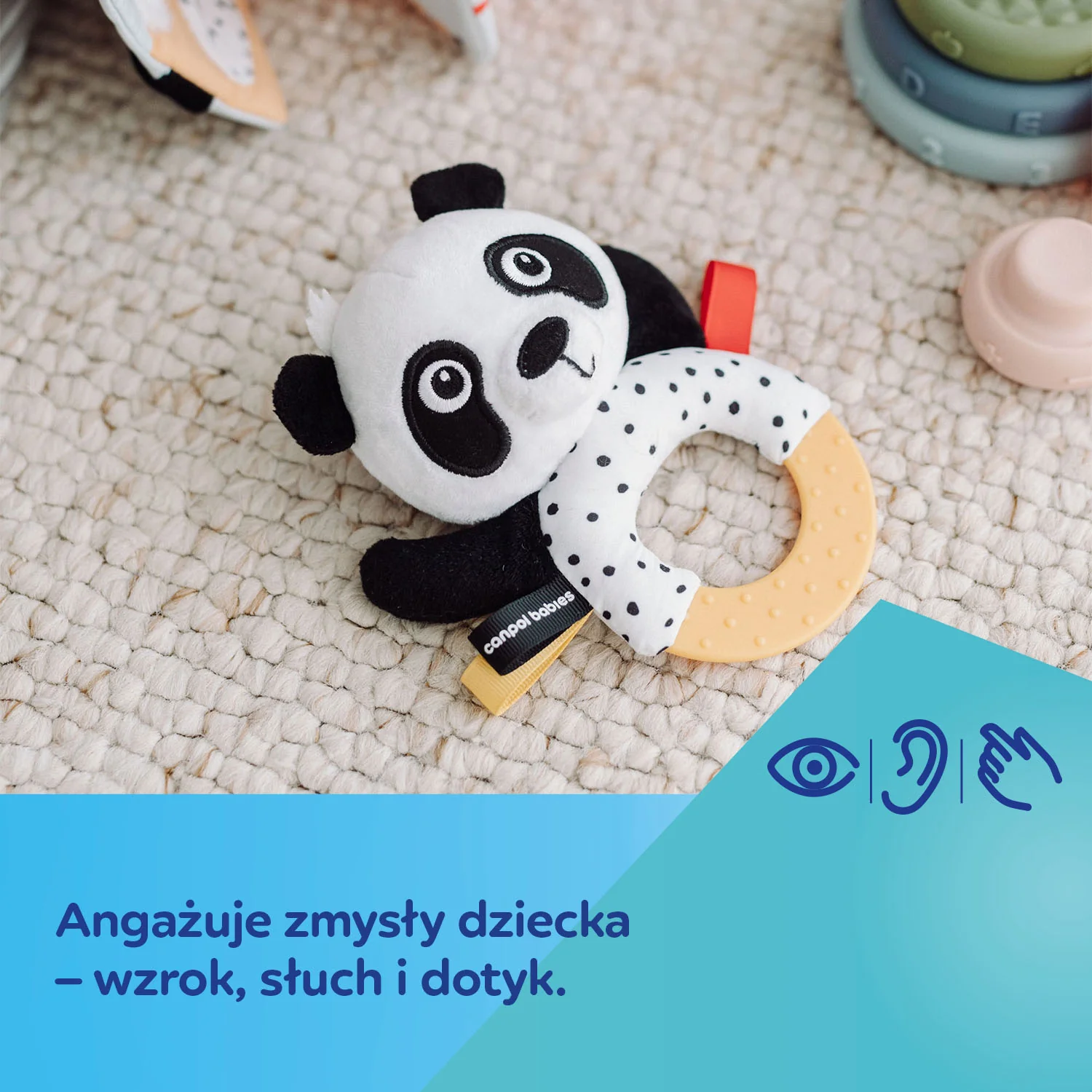 Canpol Babies BabiesBoo sensoryczna zabawka z gryzakiem i grzechotką 1 sztuka