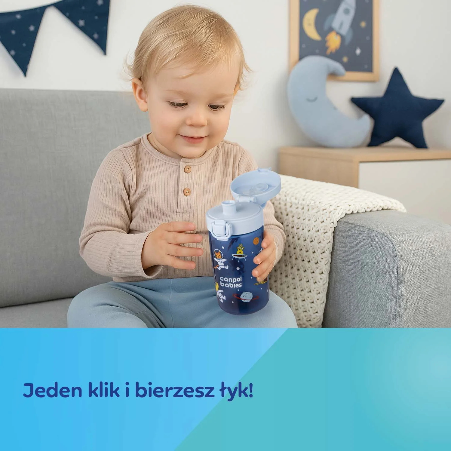 Canpol Babies bidon na wodę dla dzieci od 2,5 r.ż. JUNIOR różowy, 1 sztuka