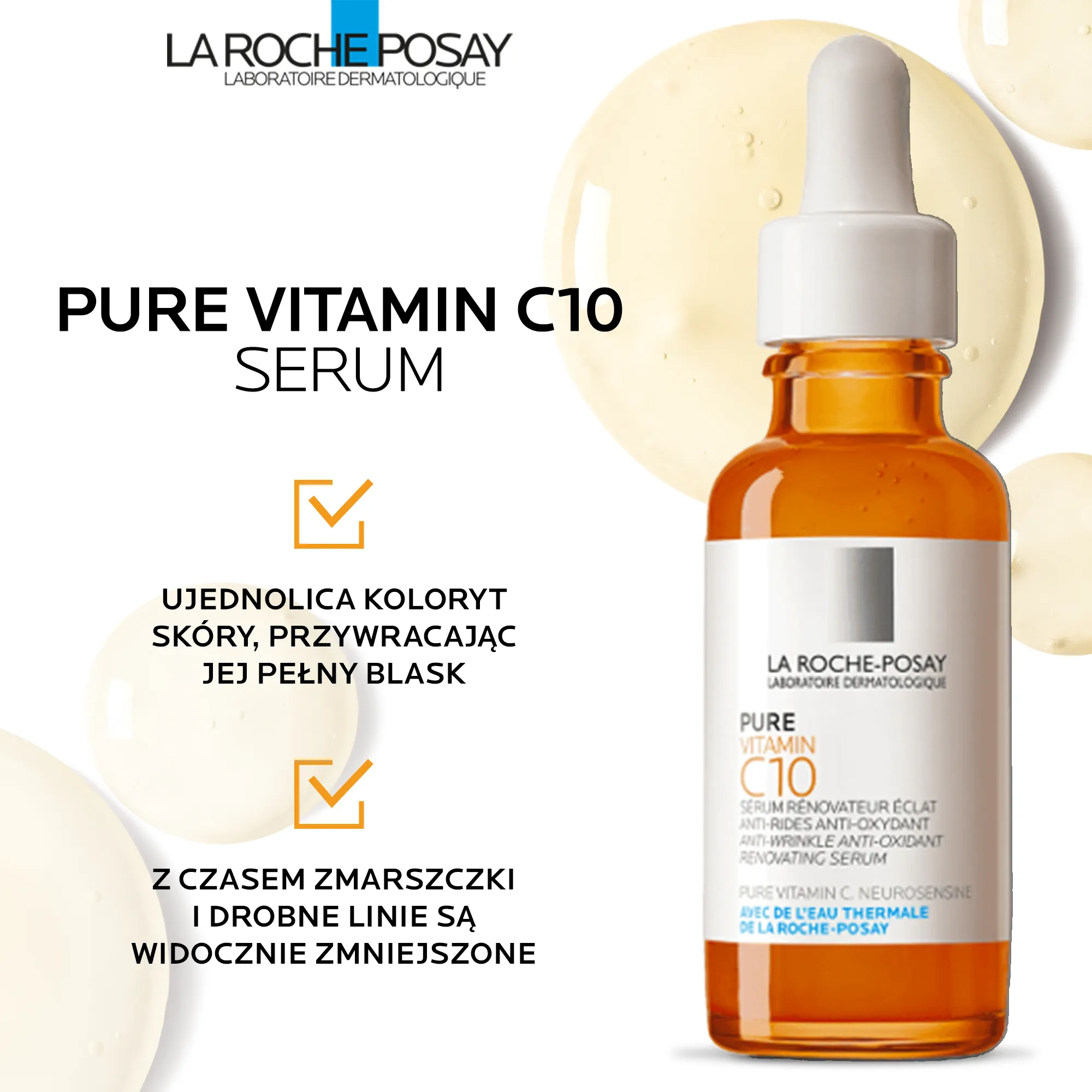 La Roche-Posay Pure Vitamin C 10, skoncentrowane serum przeciwzmarszczkowe z czystą witaminą C, 30 ml 