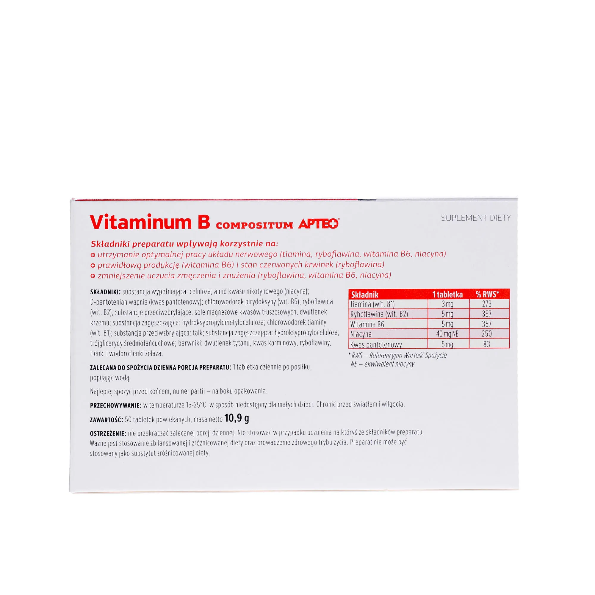 Vitaminum B Compositum, suplement diety, 50 tabletek powlekanych 