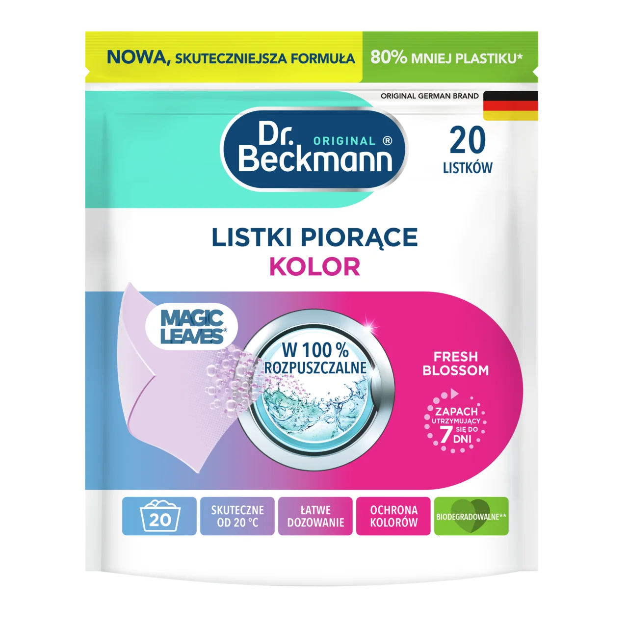 Dr. Beckmann Magic Leaves listki piorące kolor Fresh Blossom, 20 sztuk