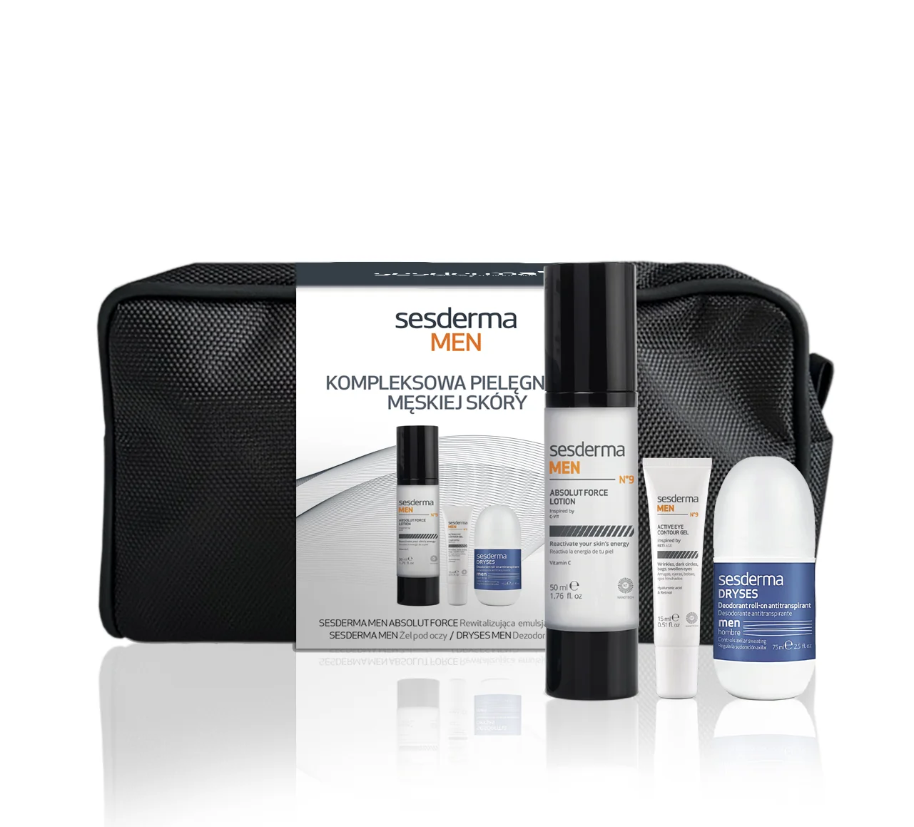 Sesderma MEN emulsja do twarzy, 50 ml + żel pod oczy, 15 ml + dezodorant, 75 ml