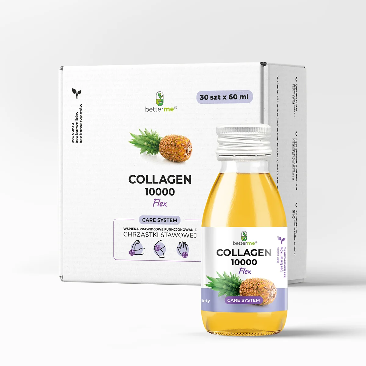 Better Me Collagen 10000 Flex shot o smaku ananasa, 30 sztuk x 60 ml