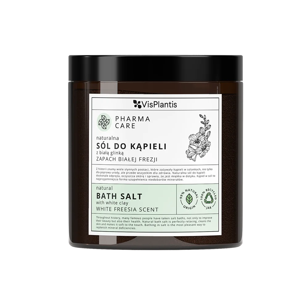VisPlantis Pharma Care naturalna sól do kąpieli z białą glinką Biała Frezja, 800 g