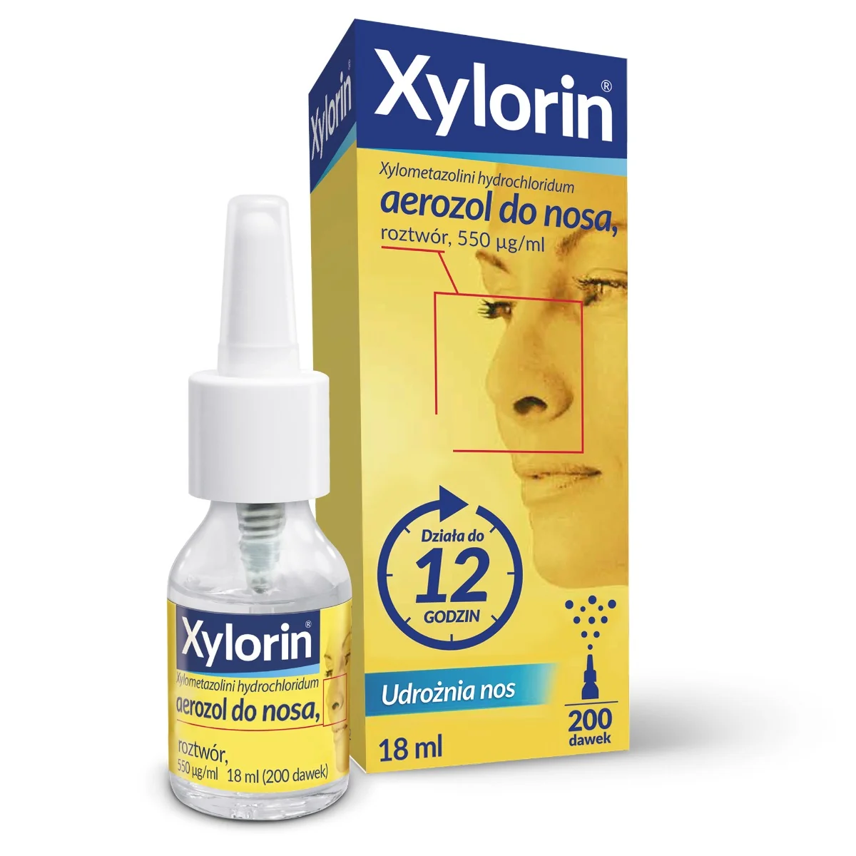 Xylorin 550 μg/ml, aerozol do nosa, 18 ml