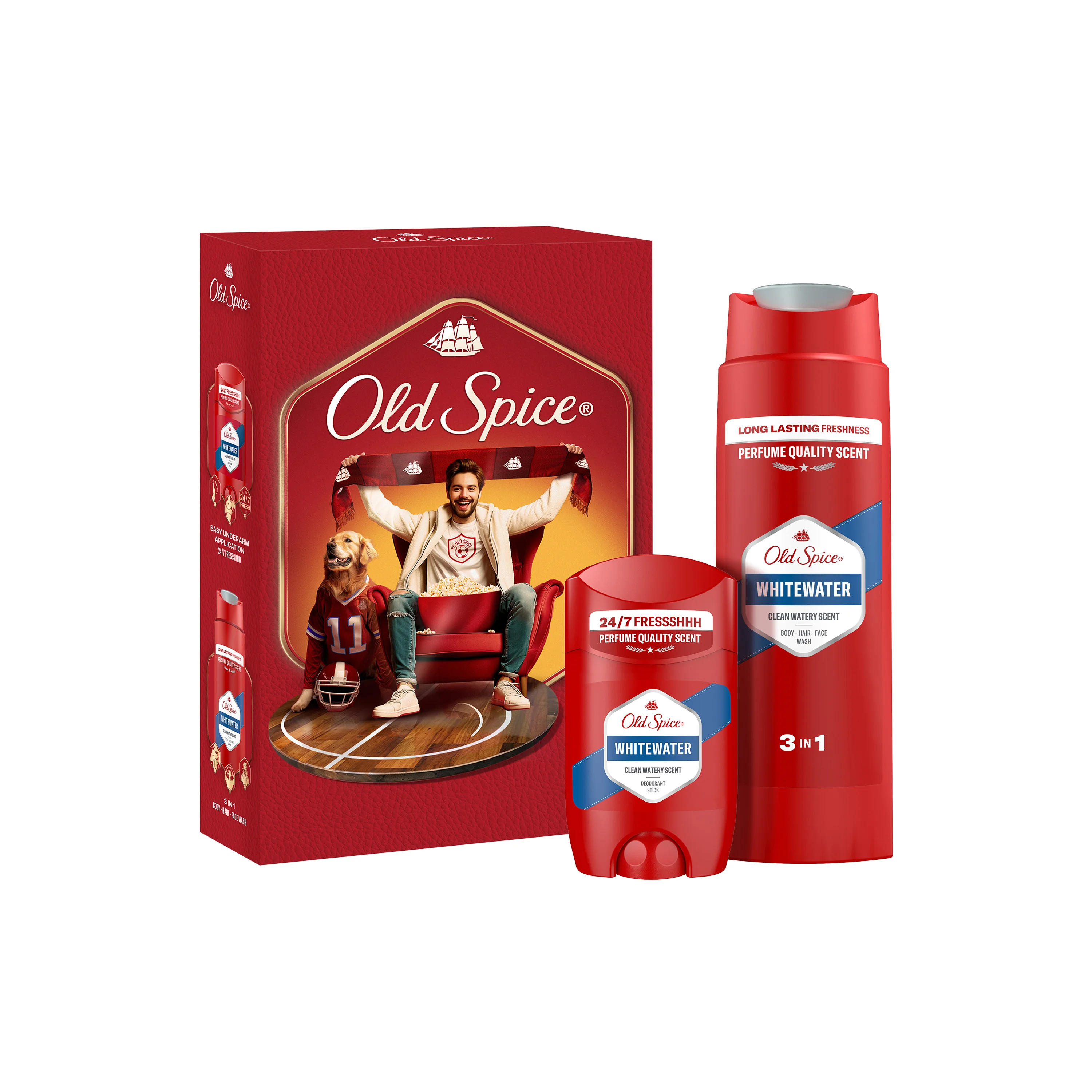 Old Spice Whitewater Sports Fan Zestaw dezodorant w sztyfcie, 50 ml + żel pod prysznic, 250 ml