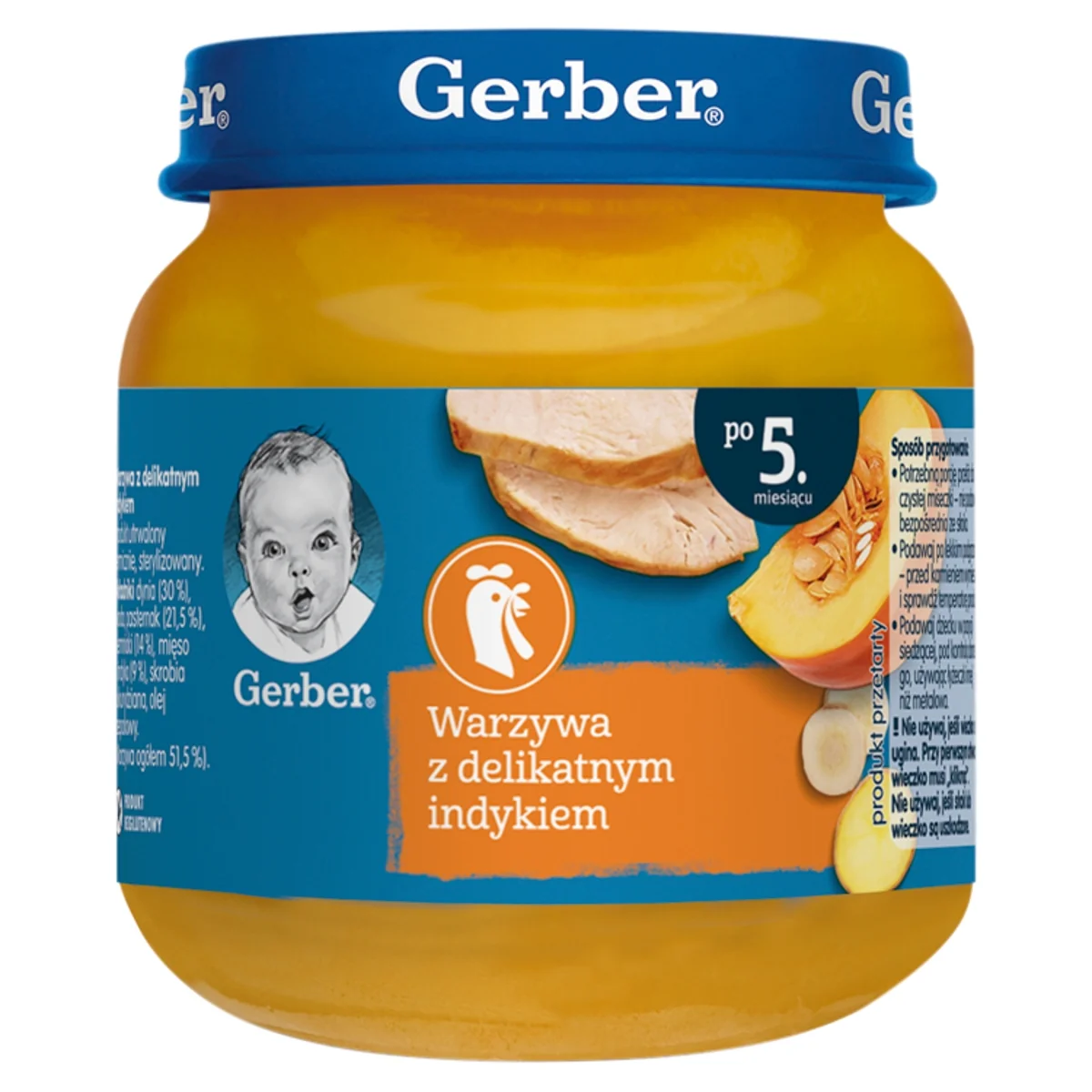 Gerber obiadek indyk z dynią i ziemniaczkami dla niemowląt powyżej 5 miesiąca życia, 125 g