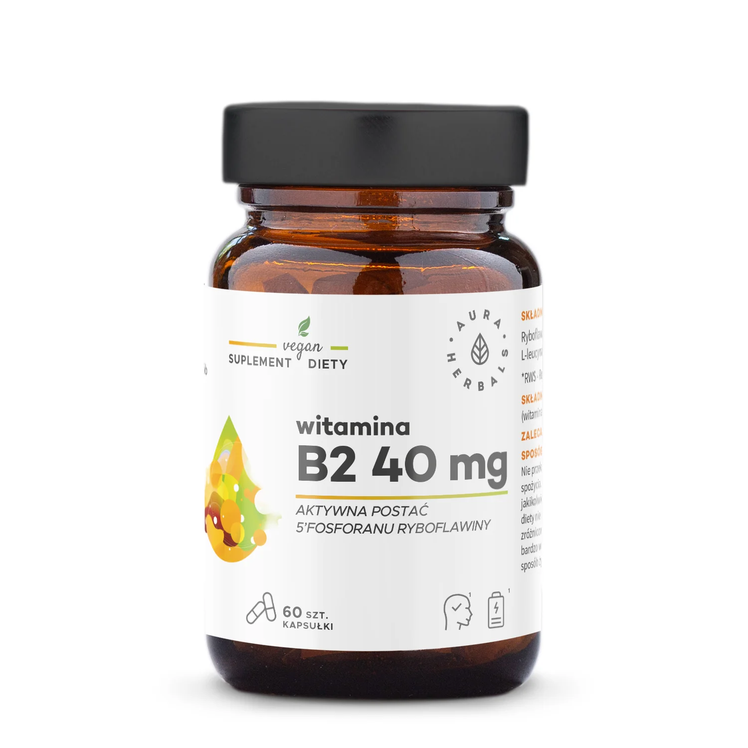 Aura Herbals Witamina B2 R-5-P 40 mg, ryboflawina 60 kapsułek