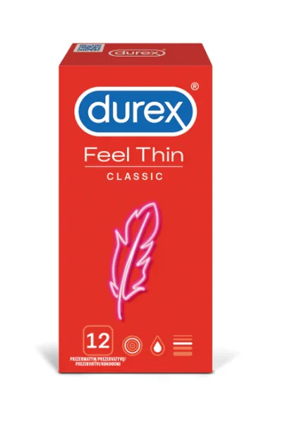 Durex Feel Thin Classic prezerwatywy, 12 sztuk