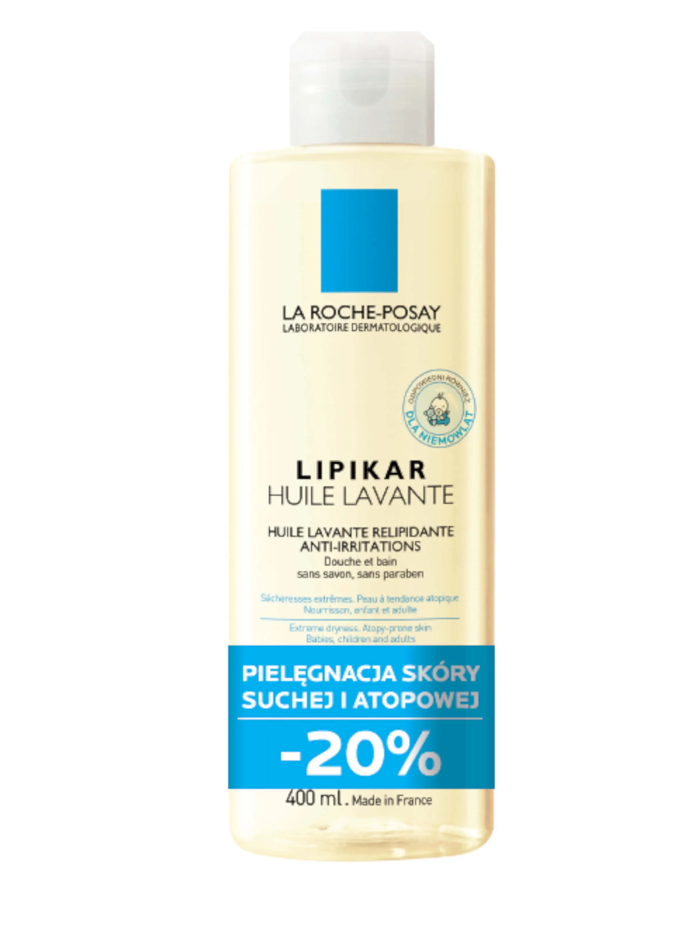 La Roche-Posay Lipikar Huile Lavante AP+, olejek myjący uzupełniający poziom lipidów, 400 ml