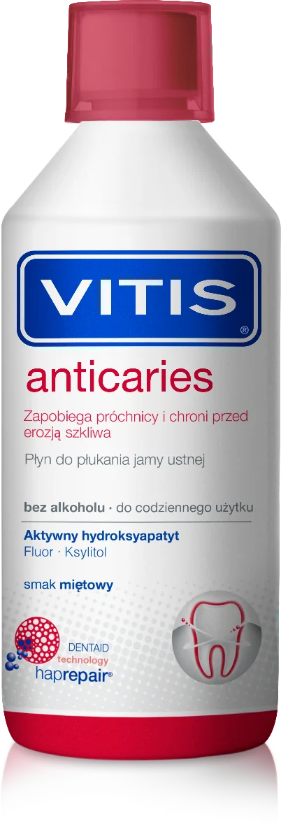 Vitis Anticaries płyn do płukania jamy ustnej o smaku miętowym, 500 ml