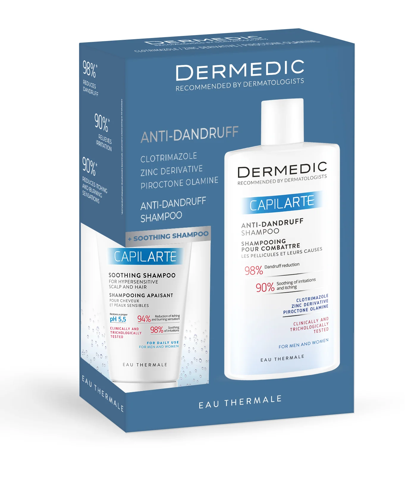 Dermedic Capilarte Zestaw szampon zwalczający łupież, 300 ml + szampon kojący, 150 ml
