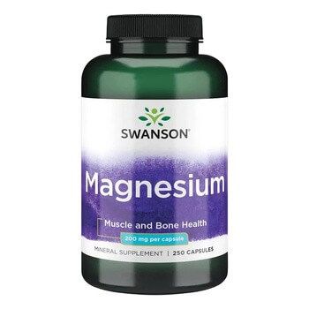 Swanson Magnesium 200mg, suplement diety, 250 kapsułek 