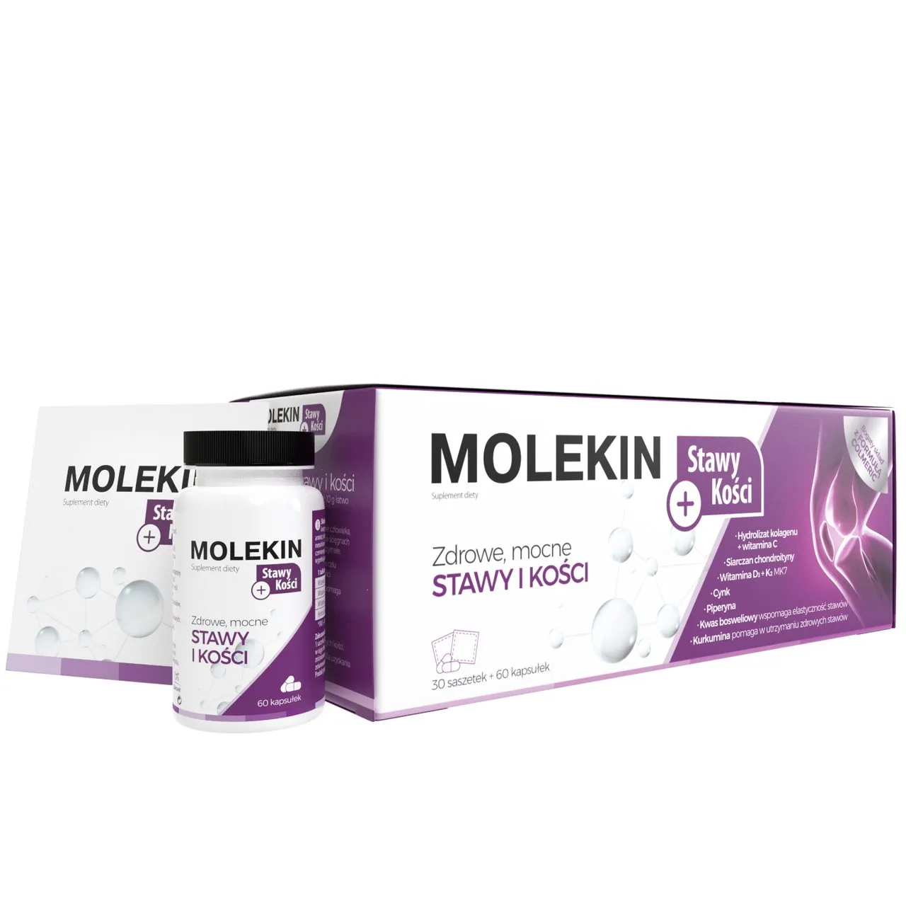 Molekin Stawy + Kości, suplement diety, 30 saszetek + 60 kapsułek