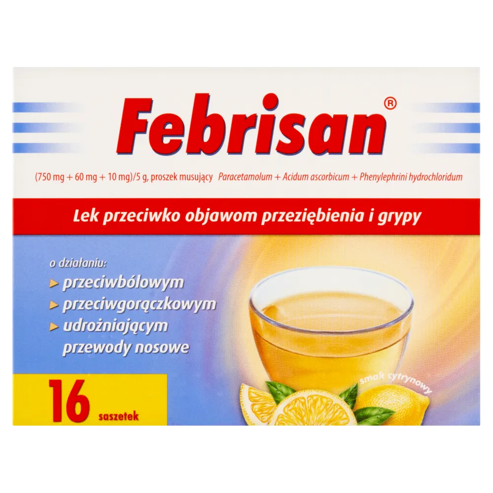 Febrisan (750 mg + 60 mg + 10 mg)/ 5 g, proszek musujący, 12 saszetek 