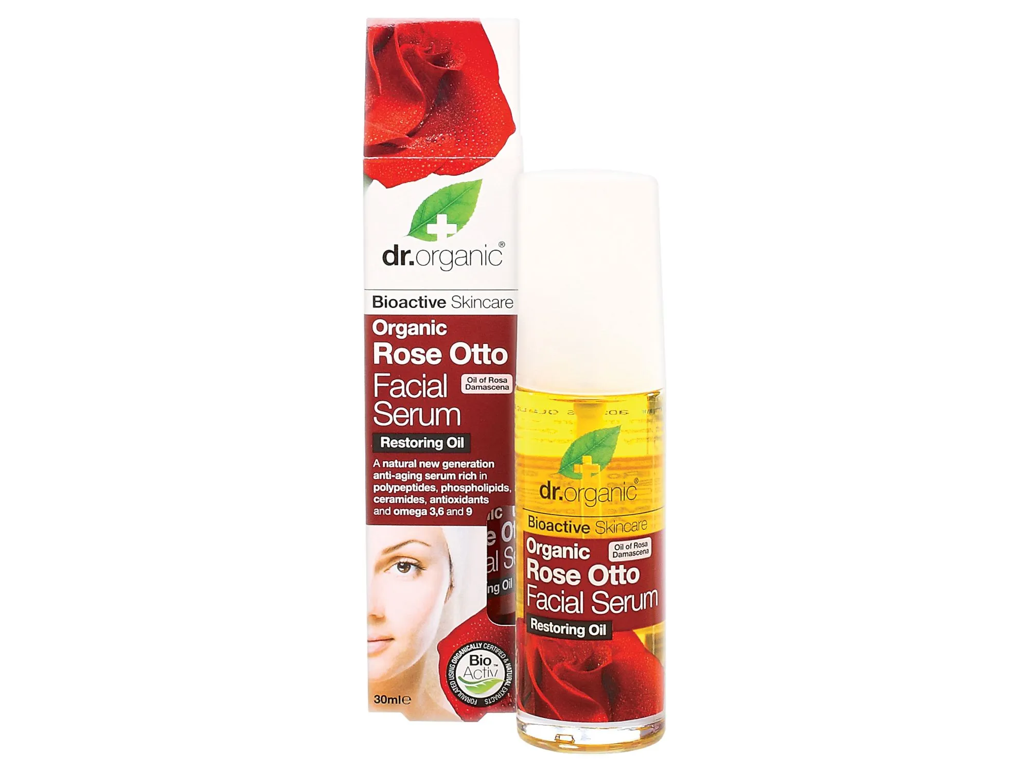 Dr.Organic Bioactive Skincare, serum do twarzy z organicznym olejkiem różanym, 30 ml