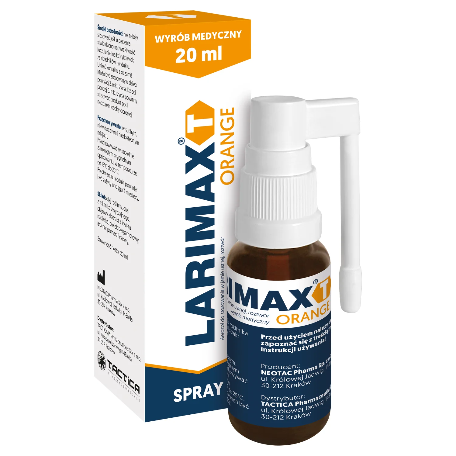 Larimax® T orange spray do gardła, 20 ml