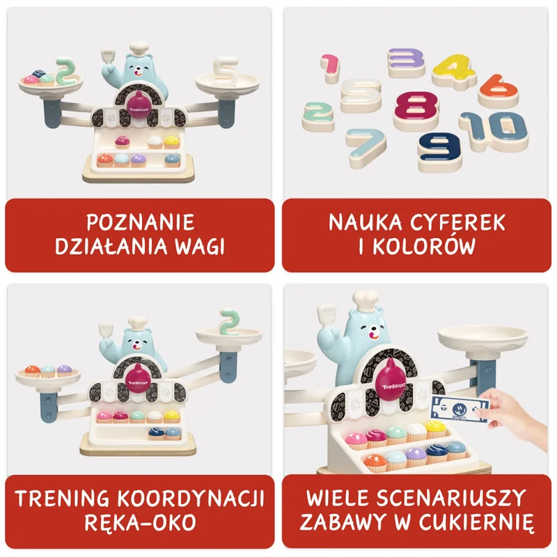 Top Bright Głodny Miś waga szalkowa Montessori 36 m+