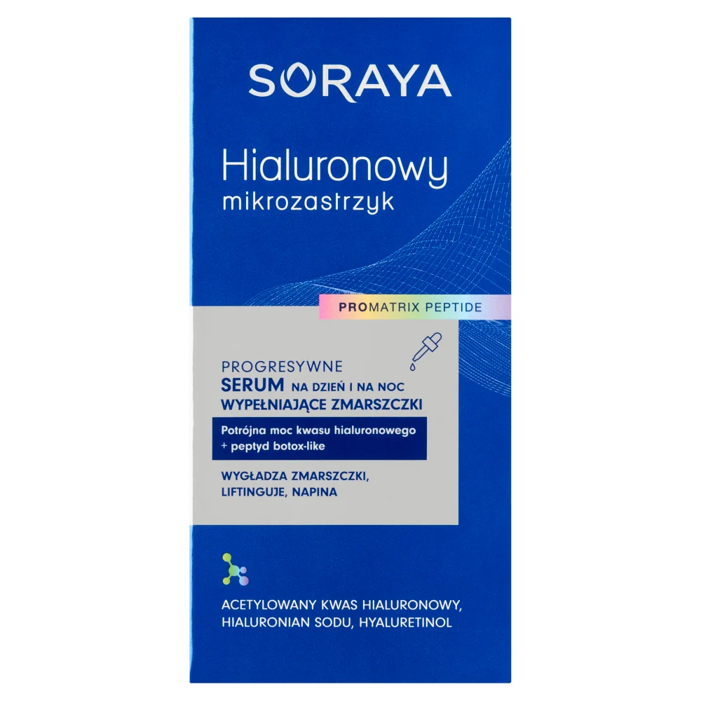 Soraya Hialuronowy Mikrozastrzyk progresywne serum na dzień i na noc wypełniające zmarszczki, 30 ml