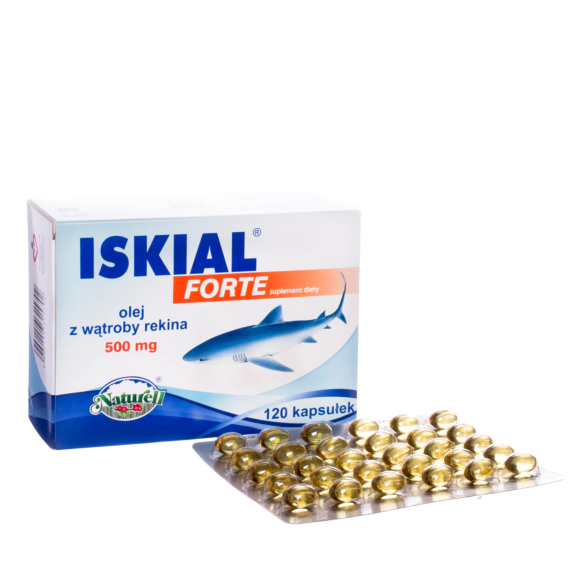 ISKIAL FORTE 500 mg - suplement diety w postaci oleju z wątroby rekina, 120 kapsułek 