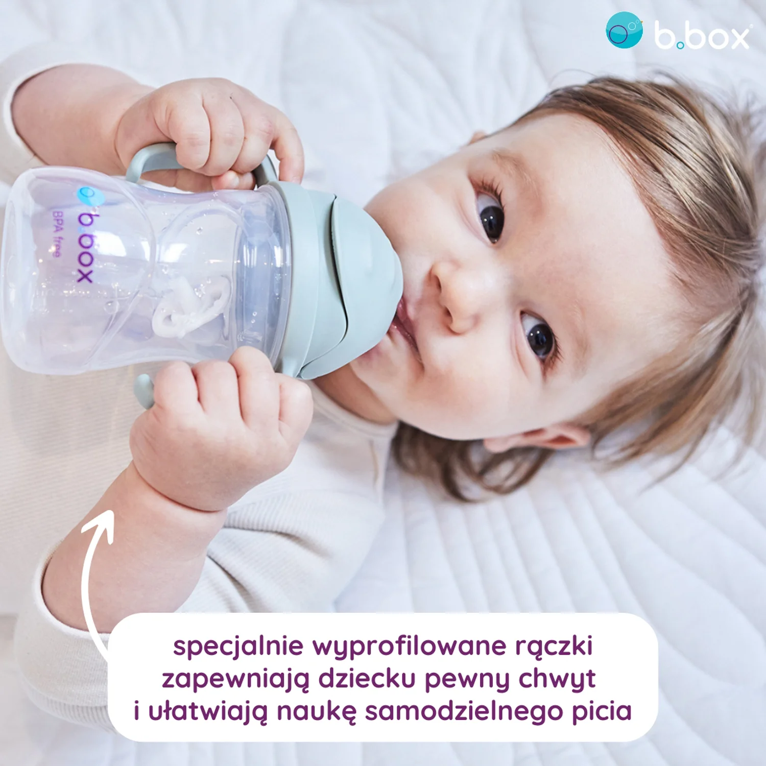 B.box bidon ze słomką błękitny, 240 ml