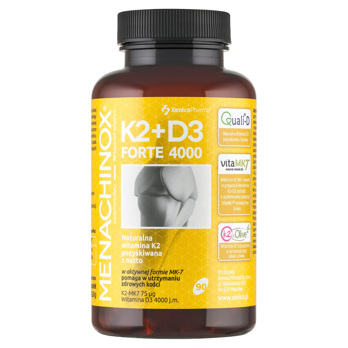 Menachinox K2+D3 Forte suplement diety, 90 kapsułek