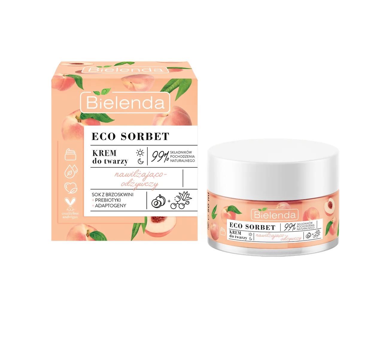 Bielenda Eco Sorbet krem nawilżająco-odżywczy Brzoskwinia, 50 ml