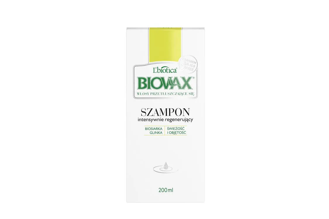 L'biotica Biovax, intensywnie regenerujący szampon do włosów przetłuszczających się, 200 ml