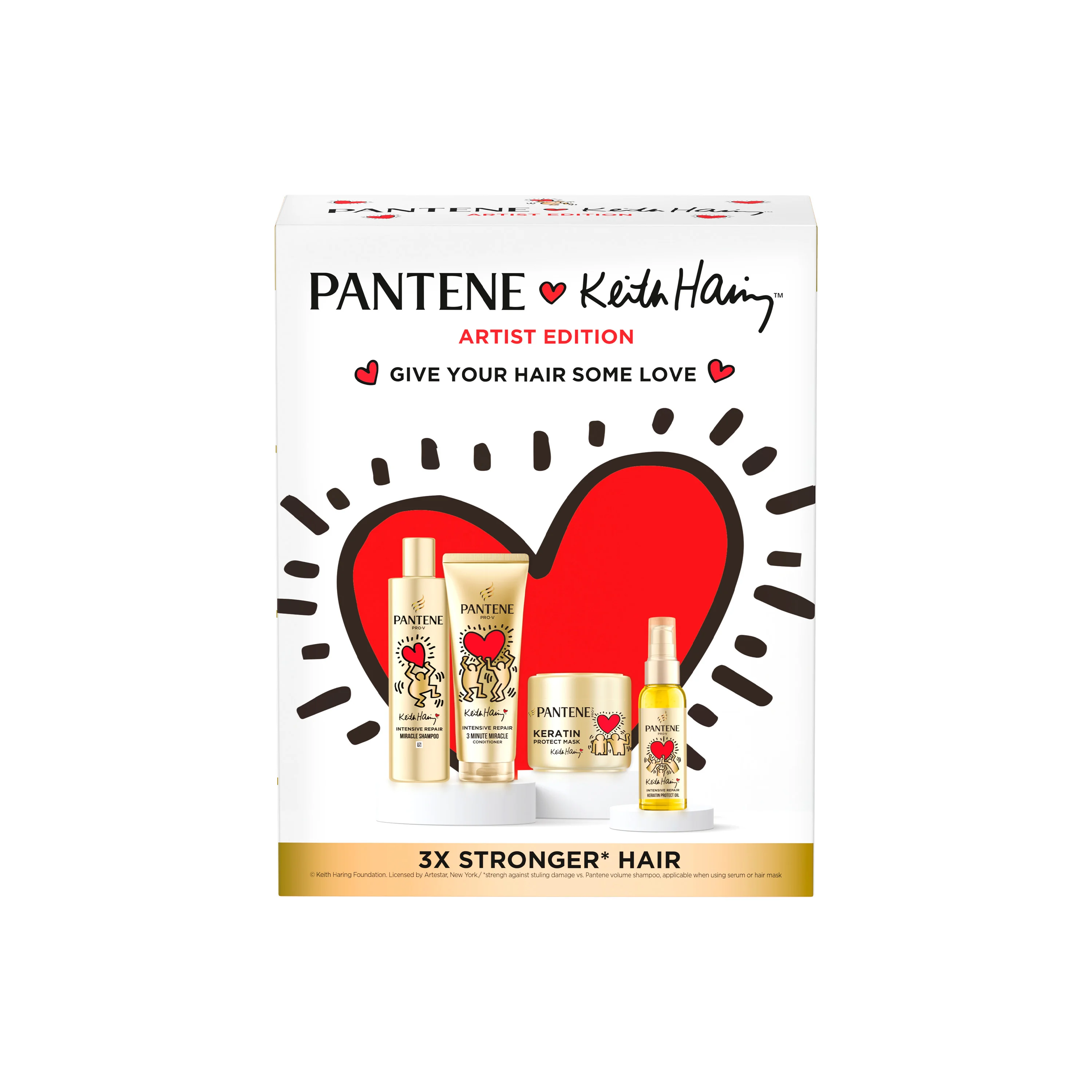 Pantene Arist Edition Keith Haring Intensive Repair Xmass Zestaw olejek do włosów, 100ml + maska do włosów, 300ml + szampon, 250ml + odżywka, 220ml