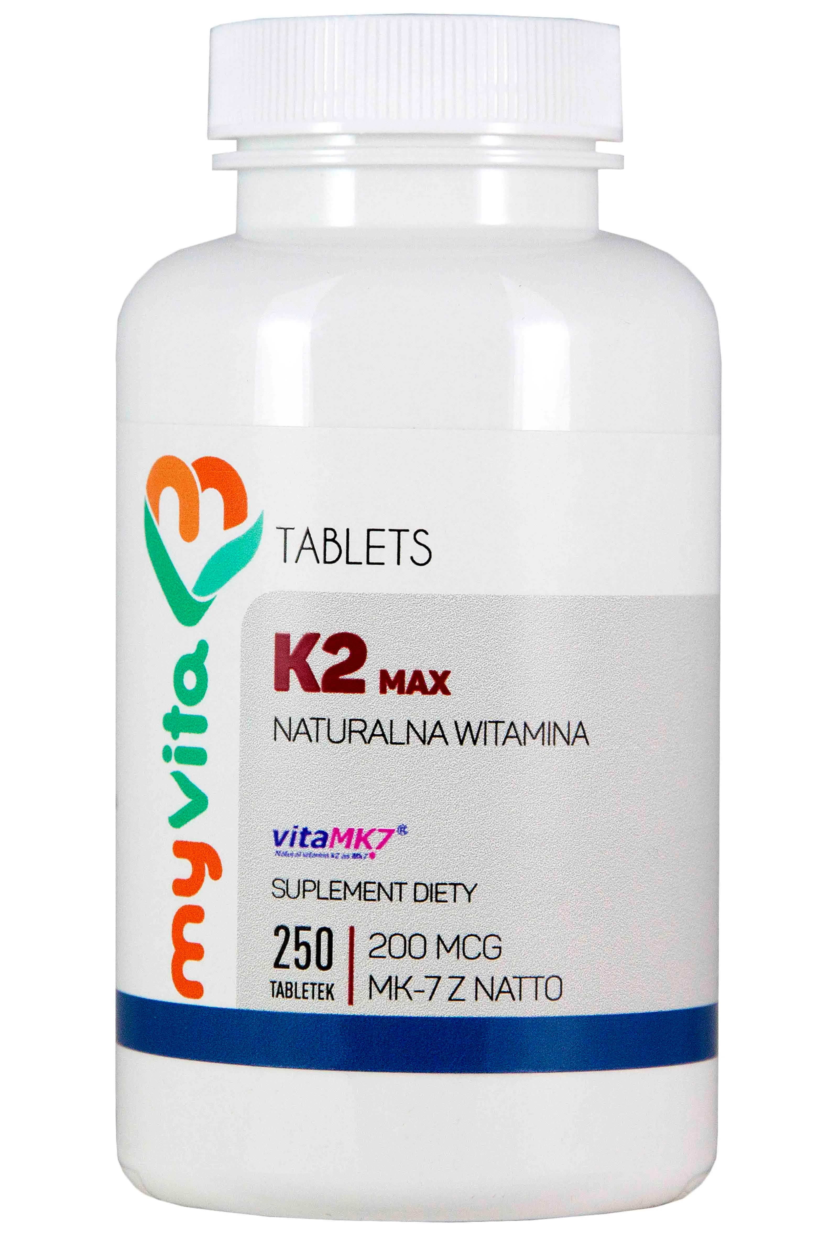 MyVita, Witamina K2 MK-7 200mcg + D3 2000IU Max, suplement diety, 250 tabletek