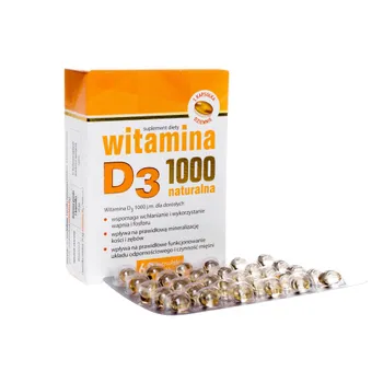 Witamina D3 1000 j.m. naturalna, suplement diety, 60 kapsułek miękkich 
