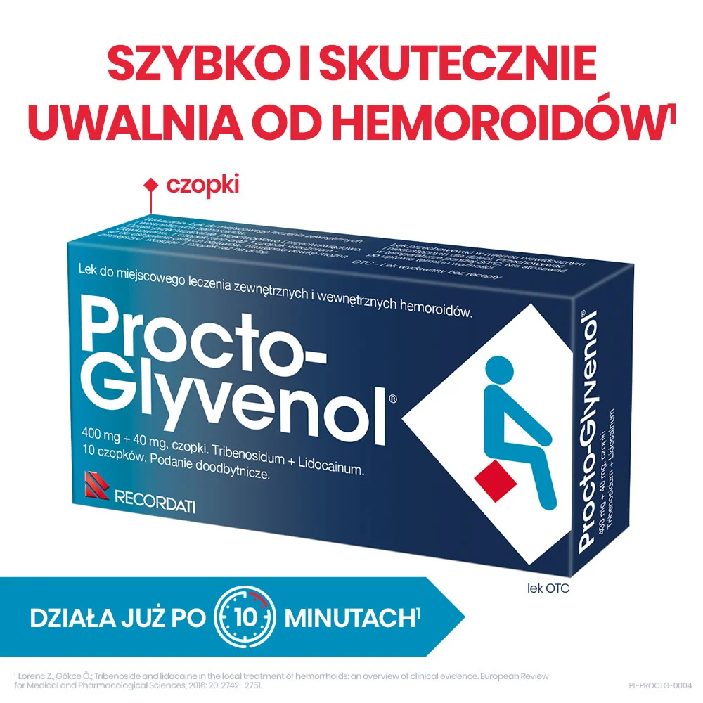Procto-Glyvenol 400 mg + 40 mg, 10 czopków