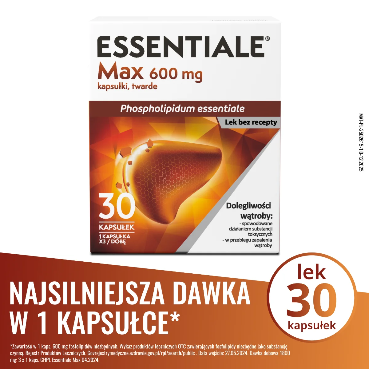Essentiale Max 600 mg 30 kapsułek