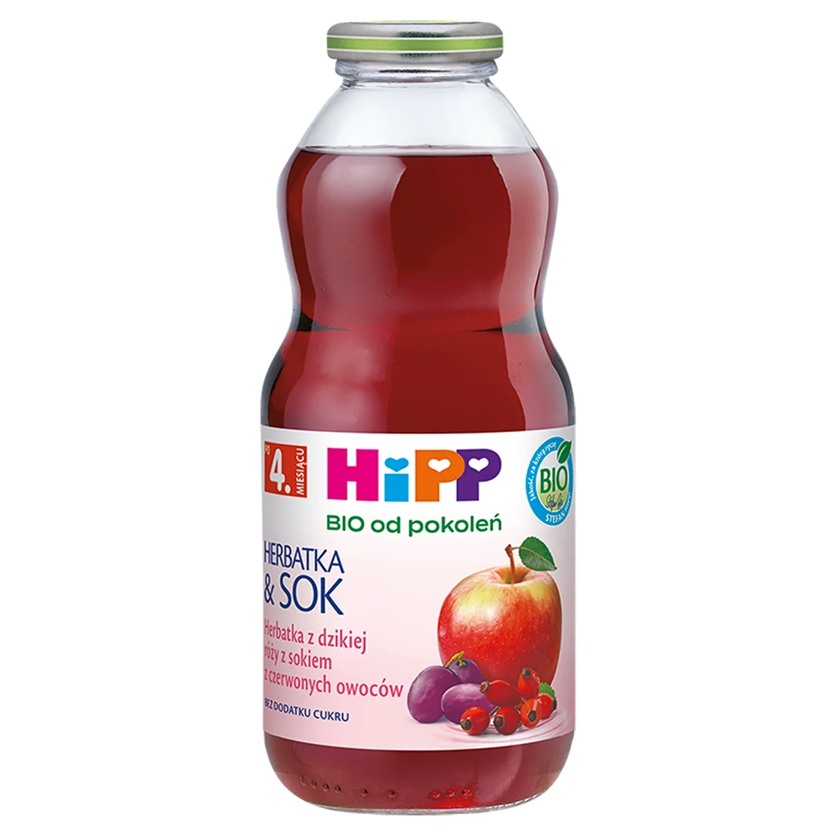 HiPP BIO od pokoleń herbatka z dzikiej róży z sokiem z czerwonych owoców, 500 ml