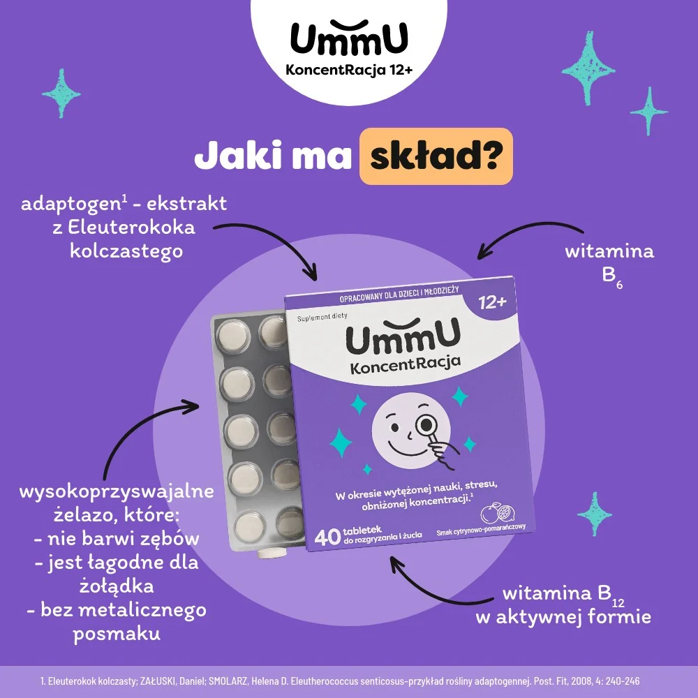 Ummu KoncentRacja 12+ 40 tabletek do rozgryzania