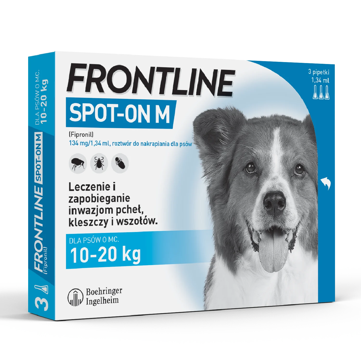 Frontline Spot-on M 134 mg/1,34 ml, roztwór do nakrapiania dla psów 10-20 kg, 3 x 1,34 ml