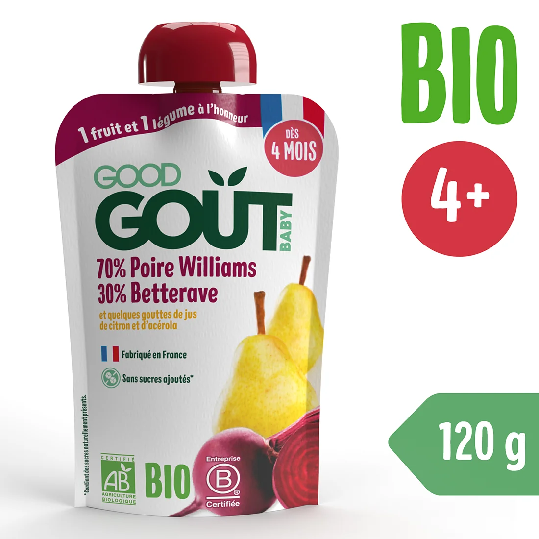 Good Gout BIO gruszka Williams z czerwonym buraczkiem, 120 g