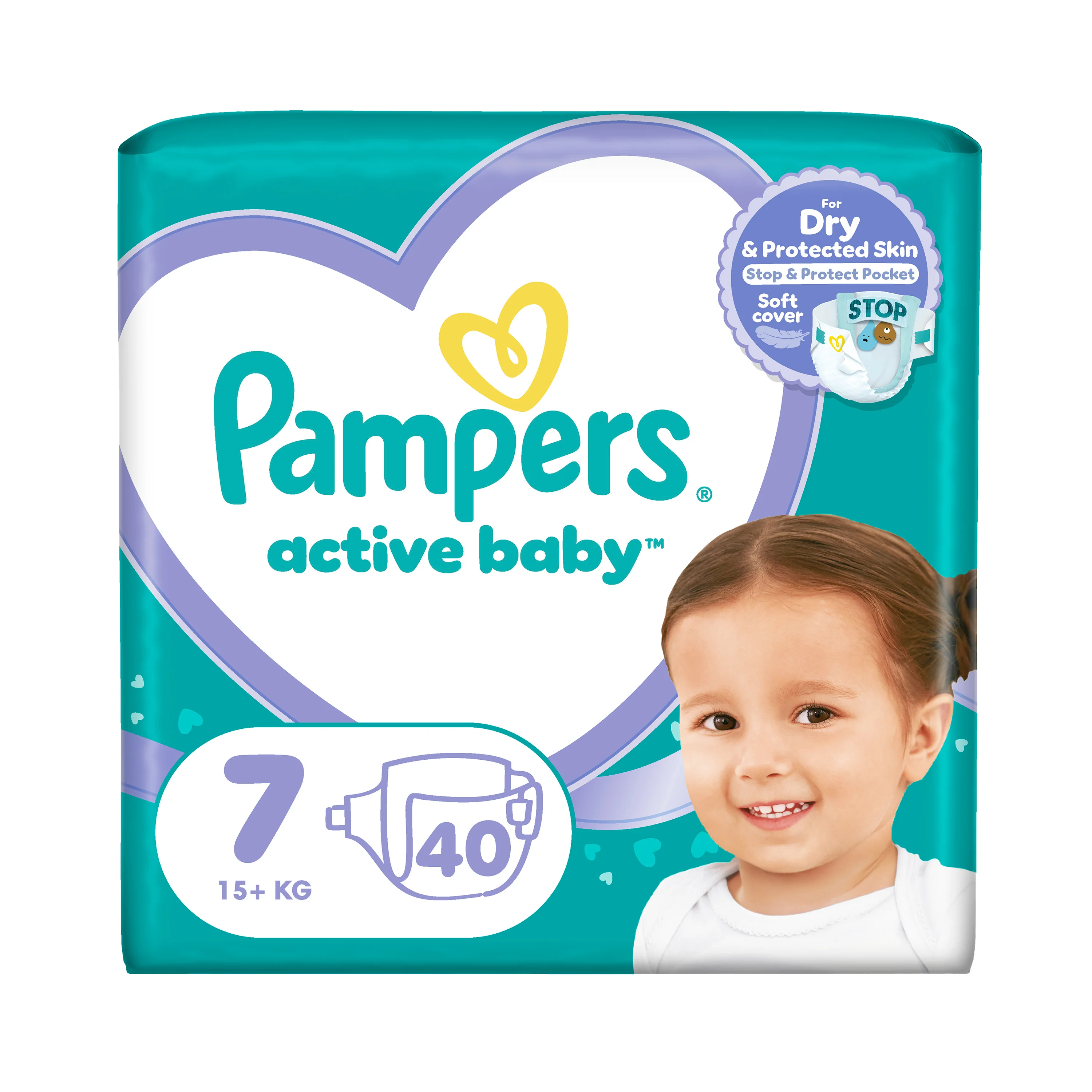 Pampers Active Baby rozmiar 7, 15 kg+, 40 sztuk