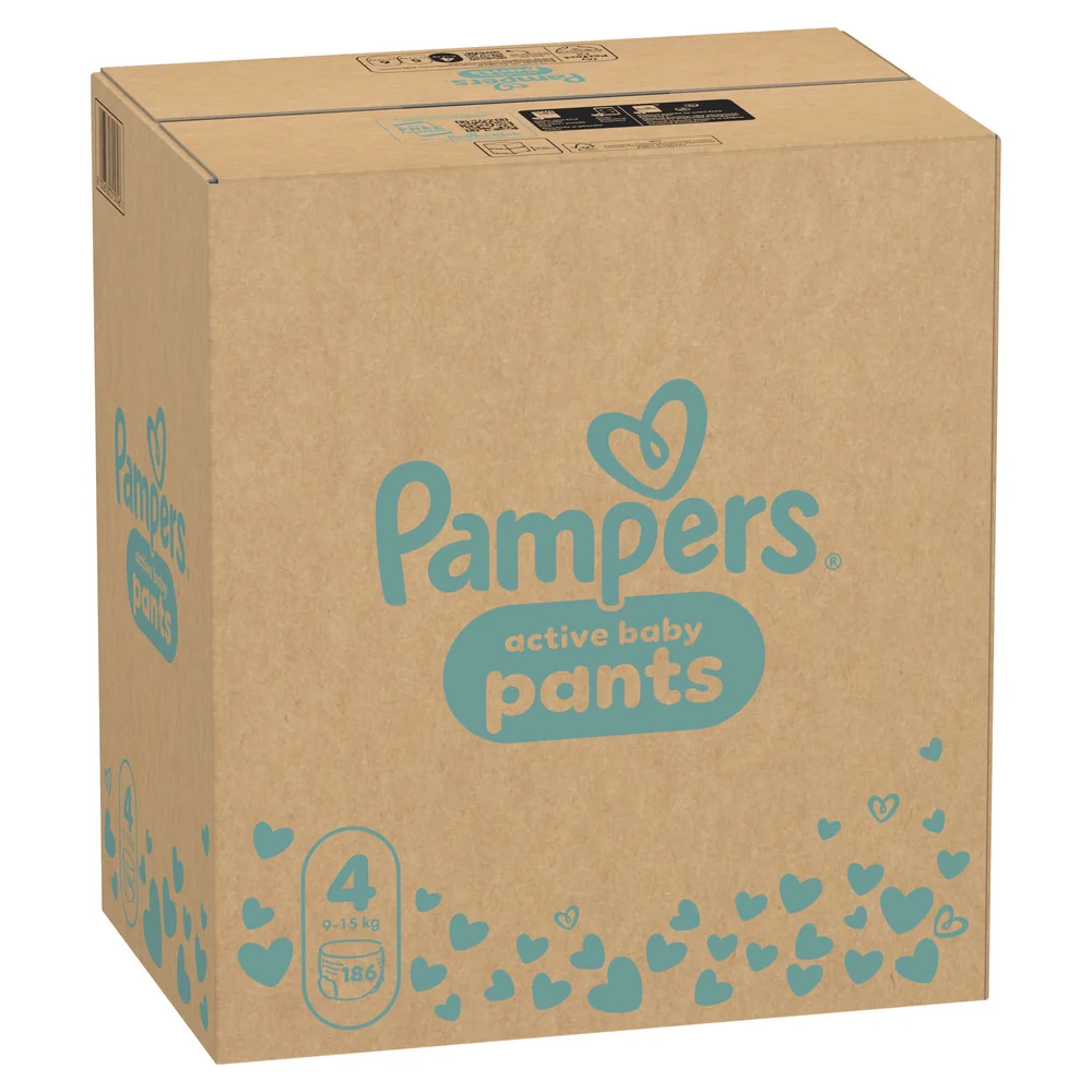 Pampers Active Baby Pants 4 pieluchomajtki, rozmiar 4, 9-15 kg, 186 sztuk