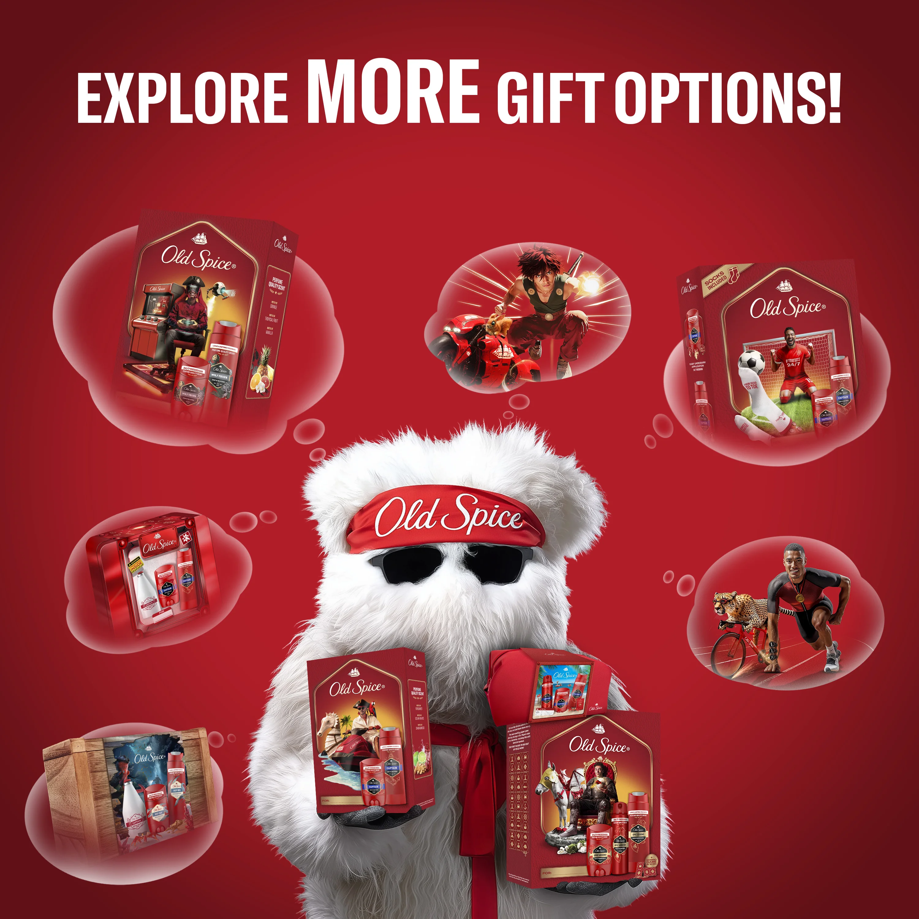 Old Spice Bearglove Anime Xmass Zestaw dezodorant w sztyfcie, 50 ml + dezodorant w sprayu, 150 ml + żel pod prysznic, 250 ml