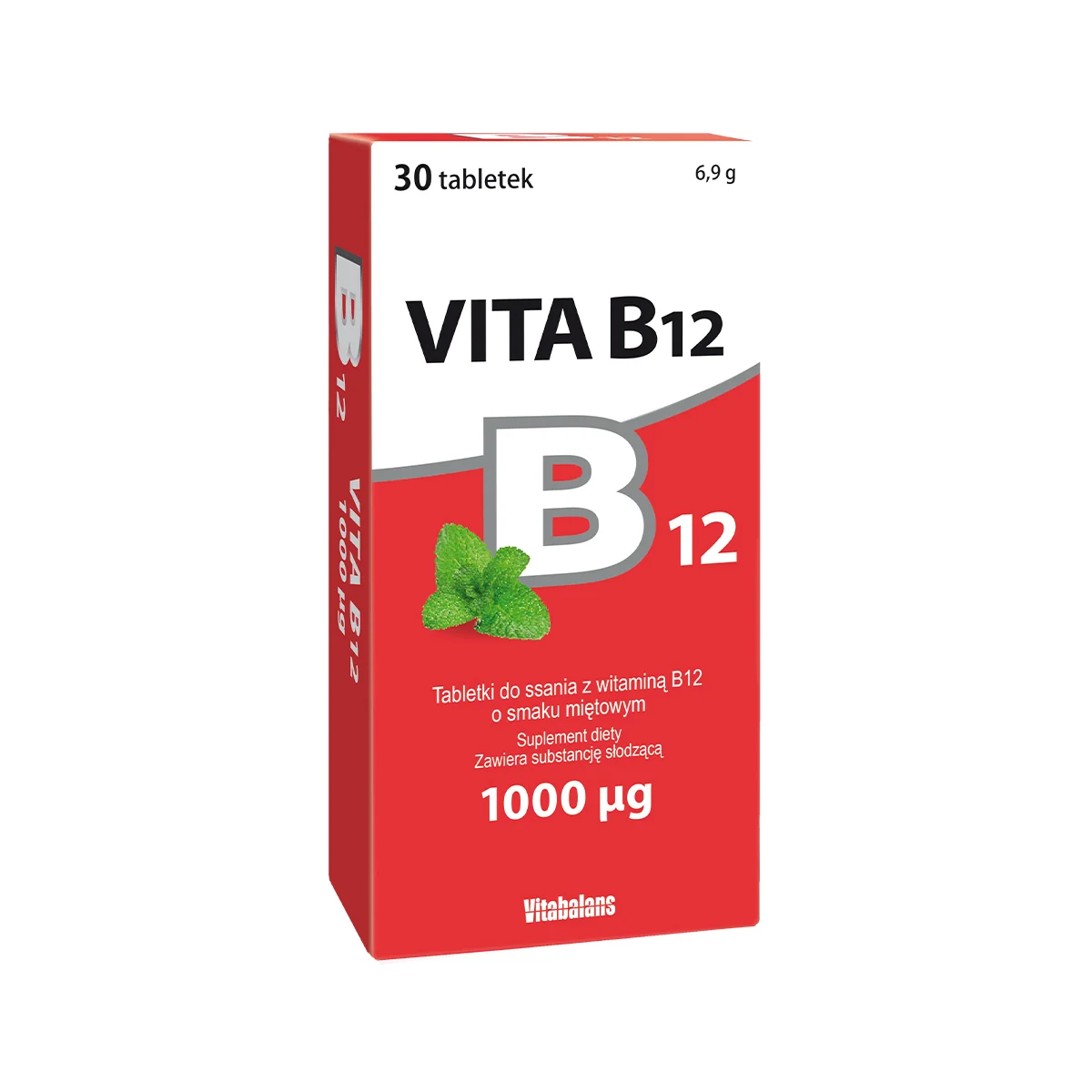 Vita B12 1000 µg tabletki do ssania o smaku miętowym, 30 sztuk