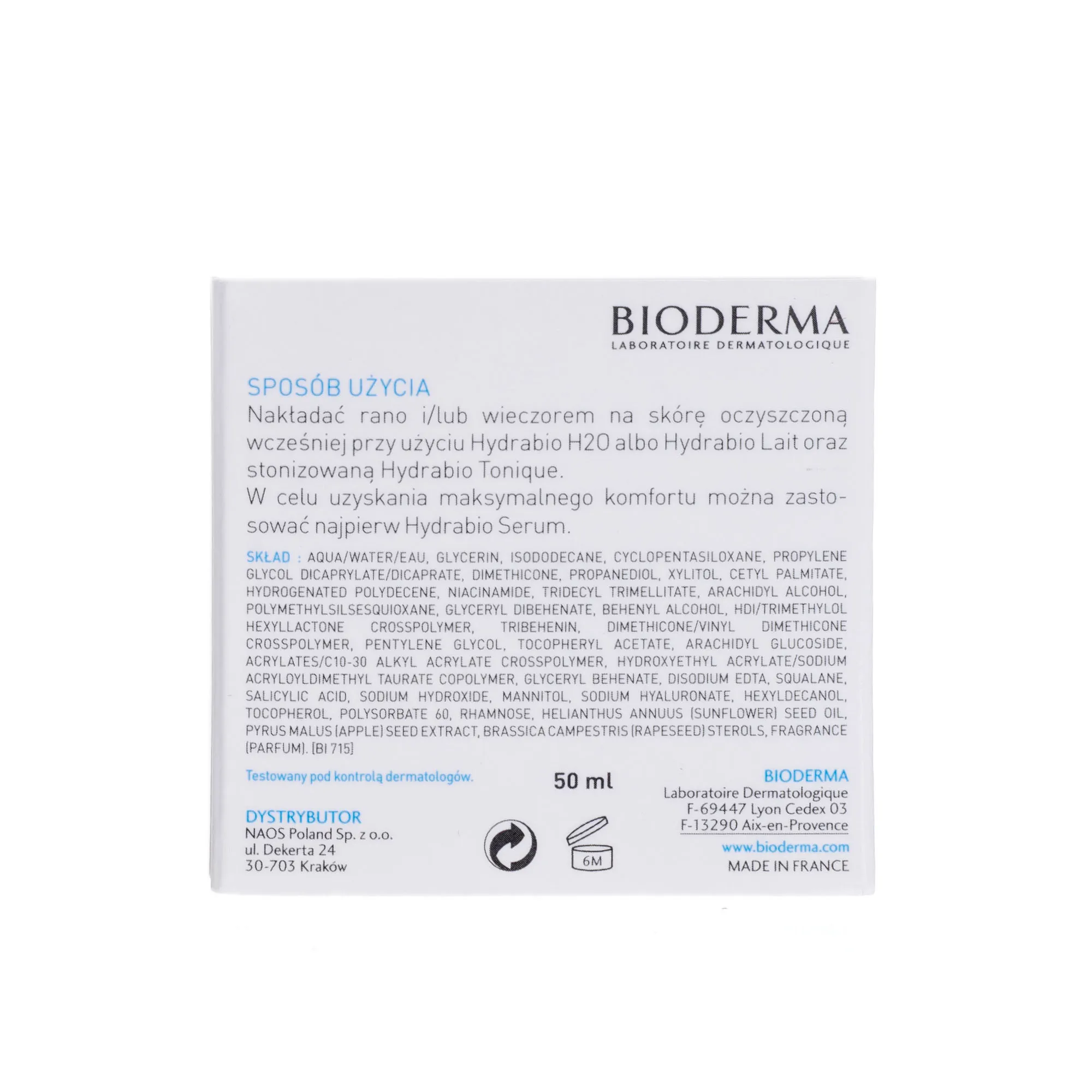 Bioderma Hydrabio Creme, krem nawilżający, 50 ml 