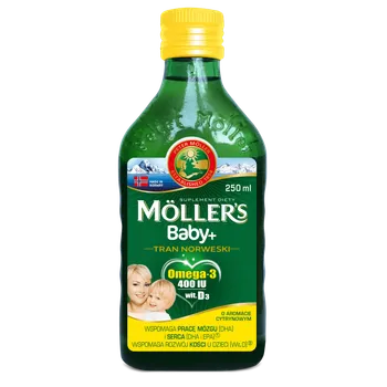 Moller's Baby+ Tran Norweski, suplement diety o smaku cytrynowy, 250 ml 