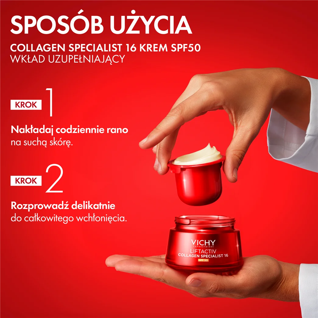 Vichy Liftactiv Collagen 16 SPF 50 krem z systemem wielokrotnego uzupełniania, 50 ml