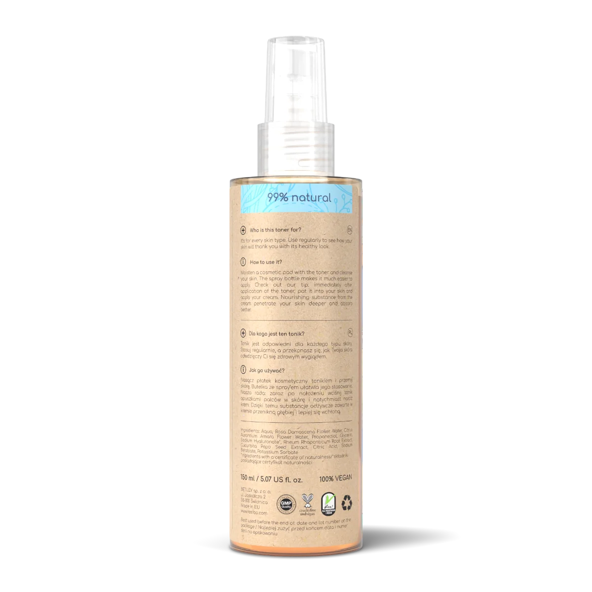 Resibo tonik-esencja nawilżająca do twarzy, 150 ml